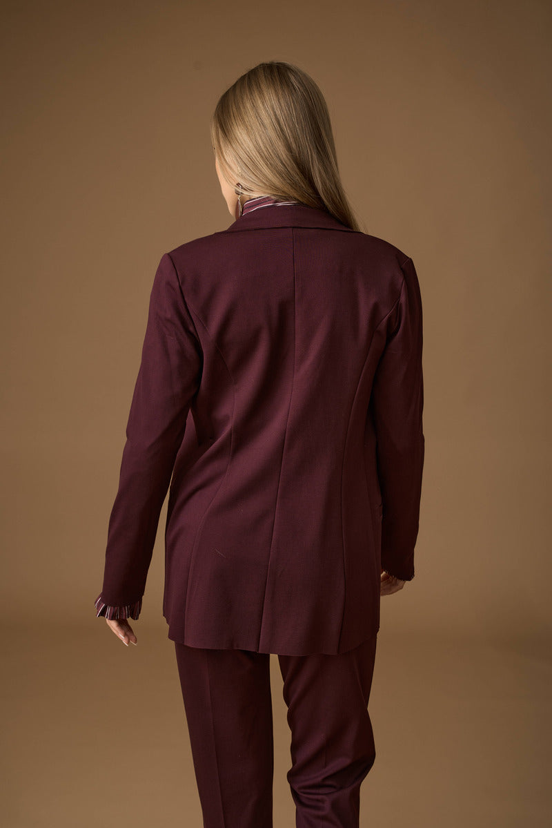 Giacca Aperta Punto Milano borgogna|Colore:Borgogna