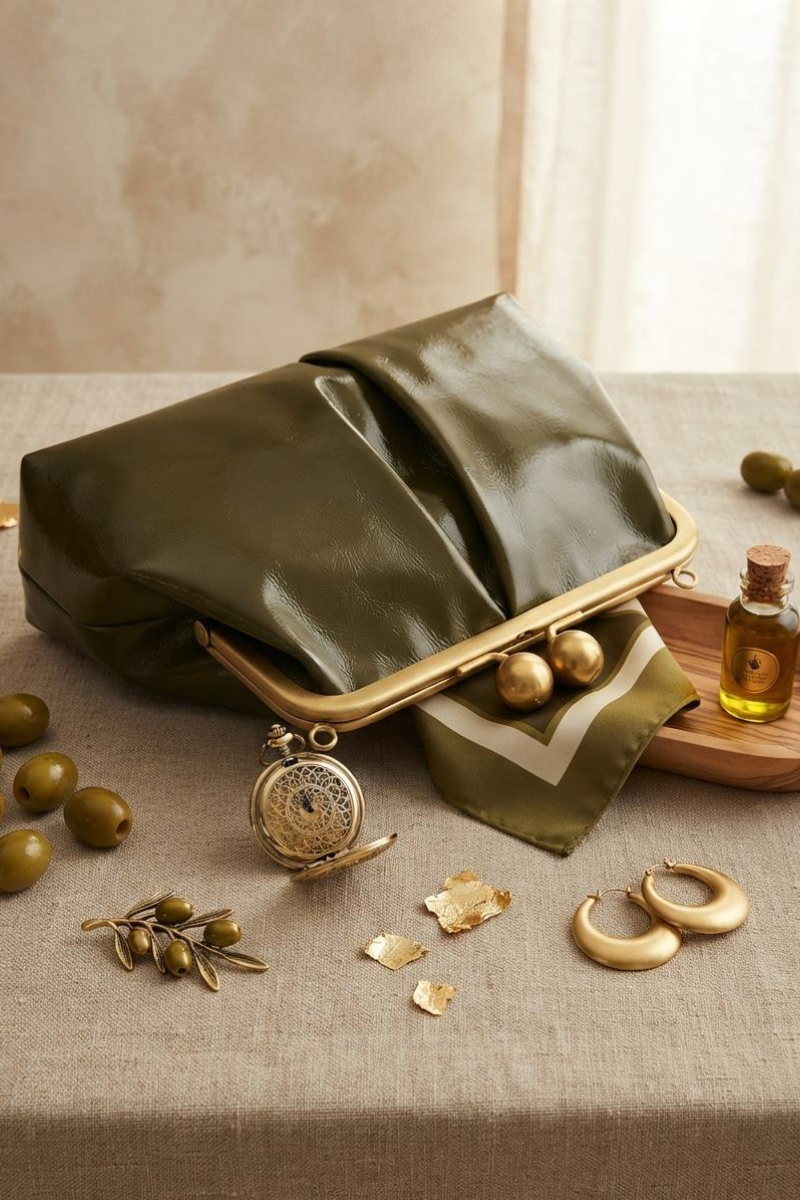 Clutch Retrò verde militare|Colore:Verde militare