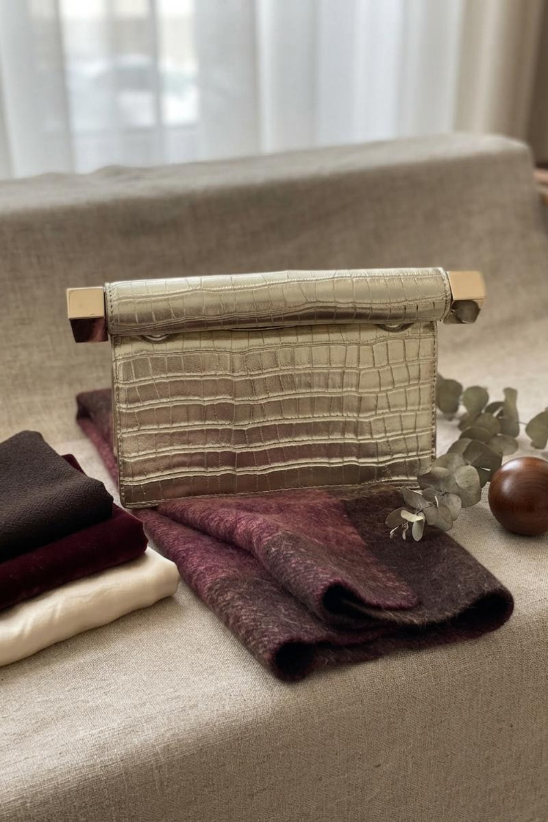 Clutch Effetto Cocco oro|Colore:Oro