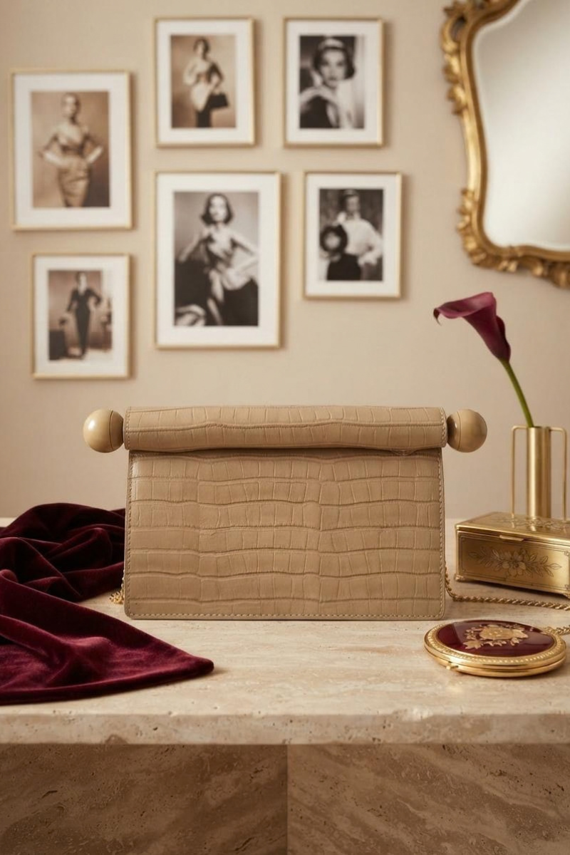 Clutch Effetto Cocco beige|Colore:Beige