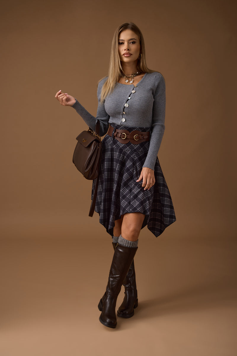 Gonna Ruota Tartan blu|Colore:Blu