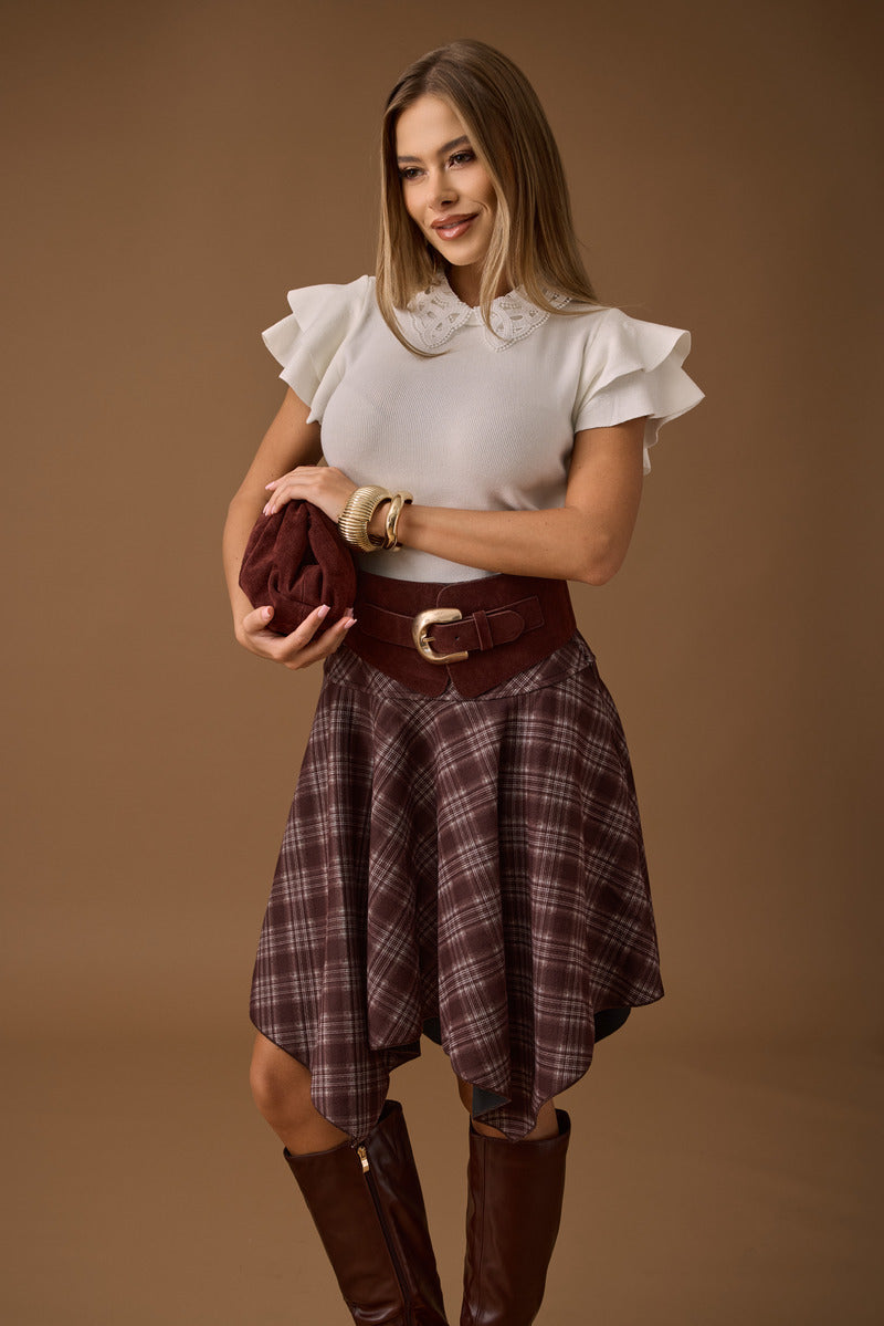 Gonna Ruota Tartan Borgogna|Colore:Borgogna