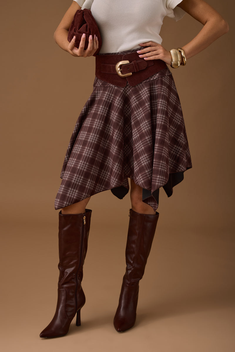 Gonna Ruota Tartan Borgogna|Colore:Borgogna