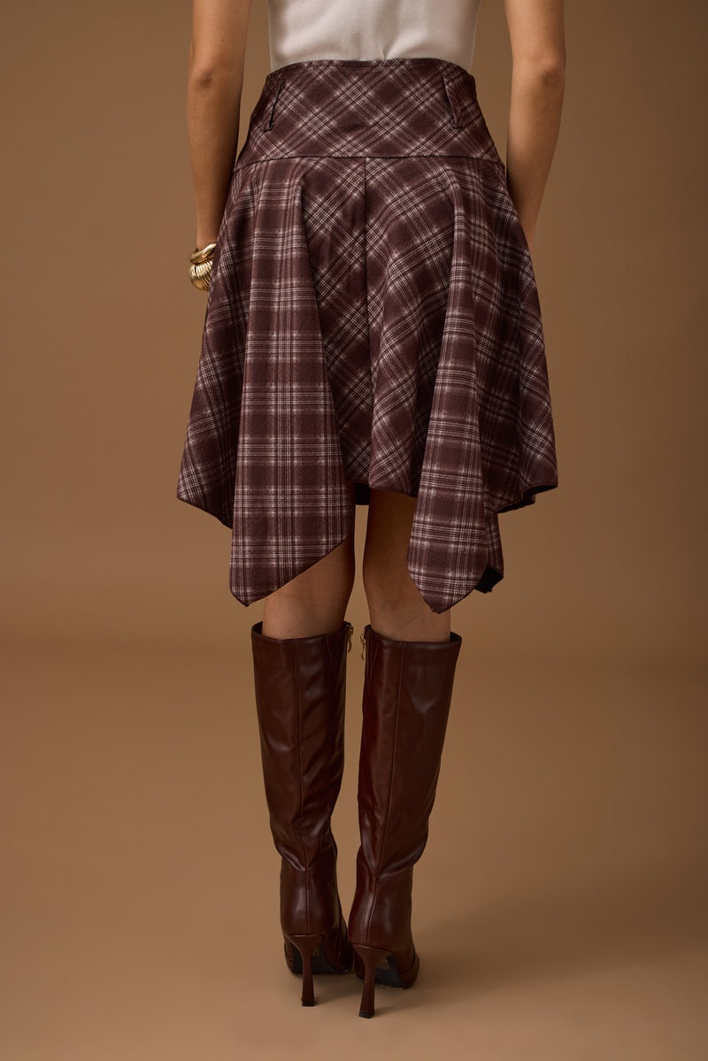 Gonna Ruota Tartan Borgogna|Colore:Borgogna