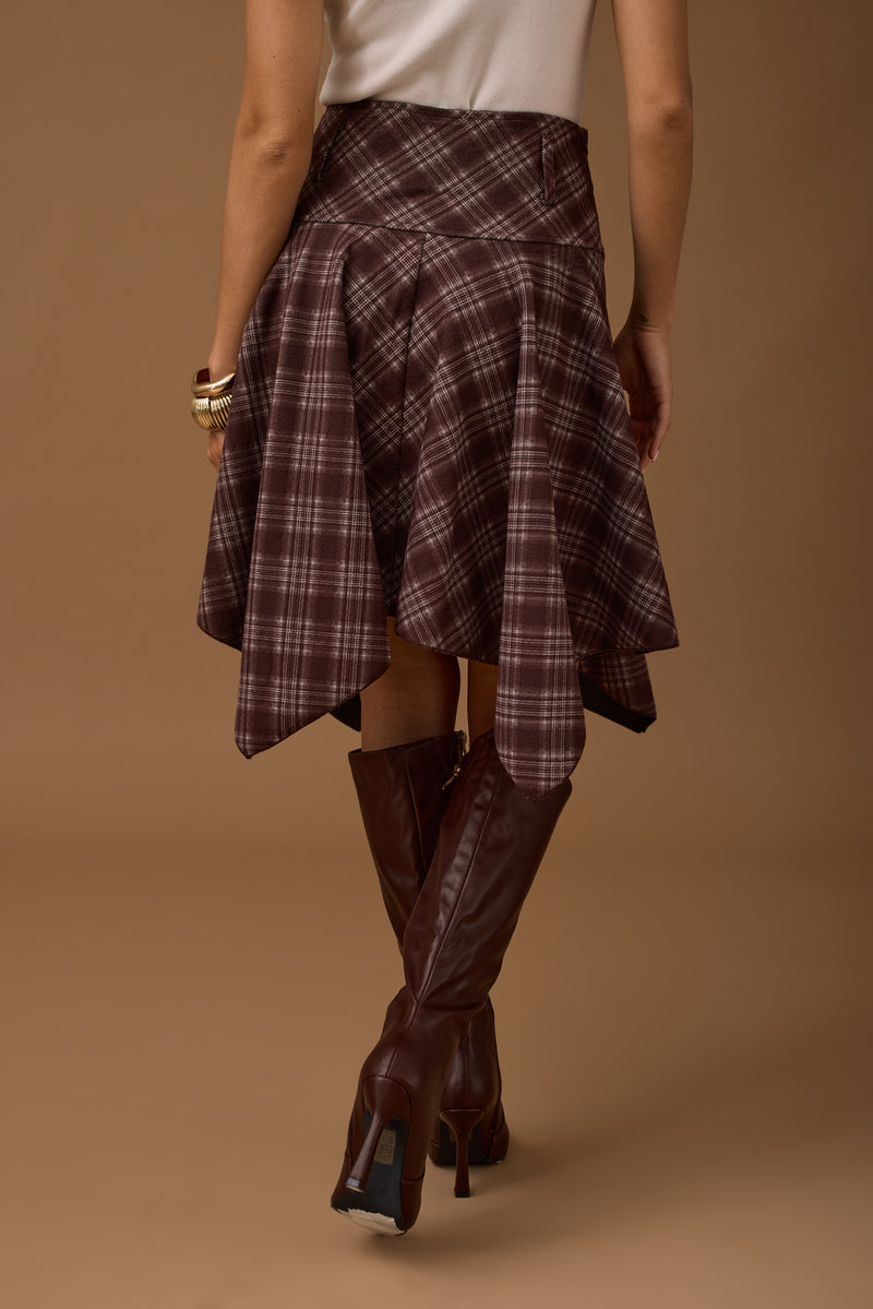 Gonna Ruota Tartan Borgogna|Colore:Borgogna
