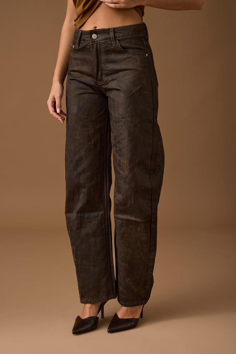 Pantalone Ecopelle Effetto Sfumato testa di moro|Colore:Testa di moro