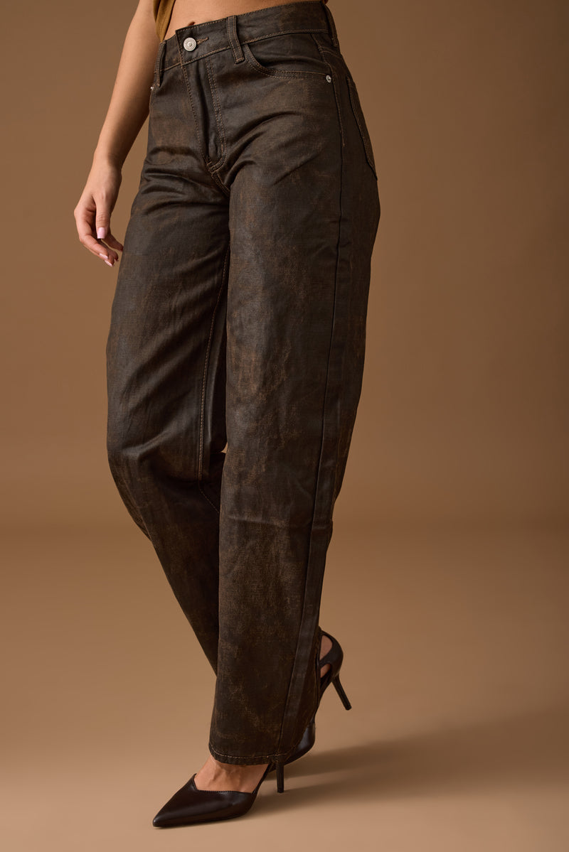 Pantalone Ecopelle Effetto Sfumato testa di moro|Colore:Testa di moro