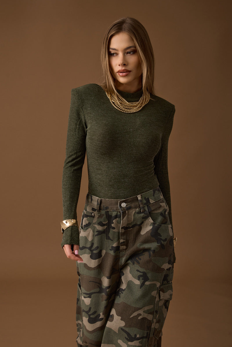 Body Costine Con Spalline verde militare|Colore:Verde militare