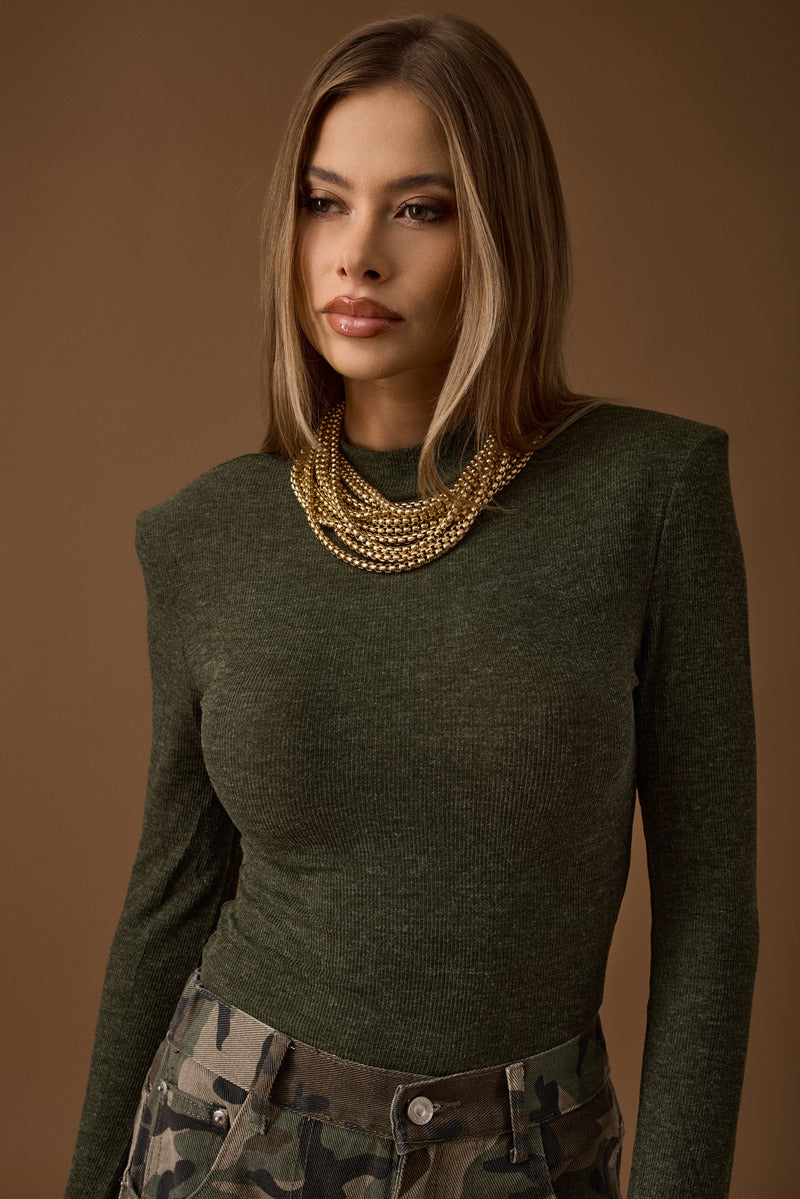 Body Costine Con Spalline verde militare|Colore:Verde militare
