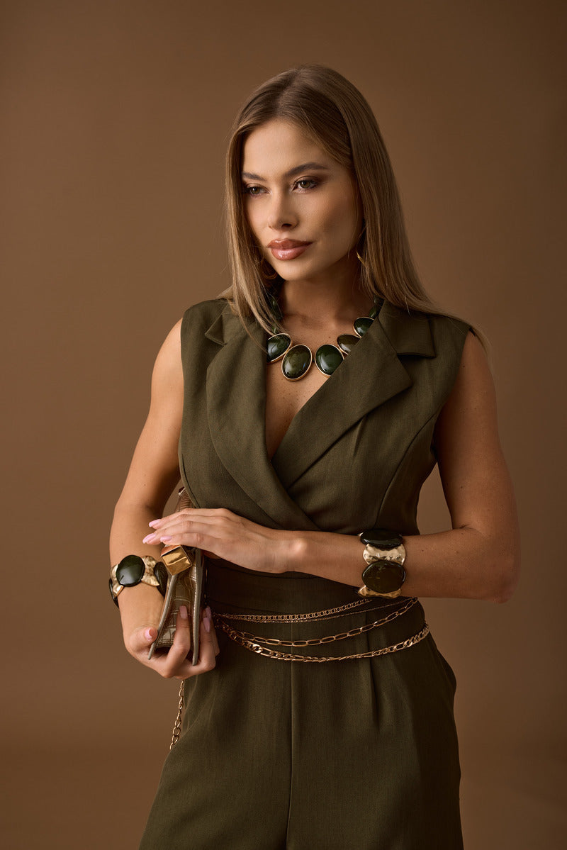 Tuta Giromanica Scollo V verde militare|Colore:Verde militare