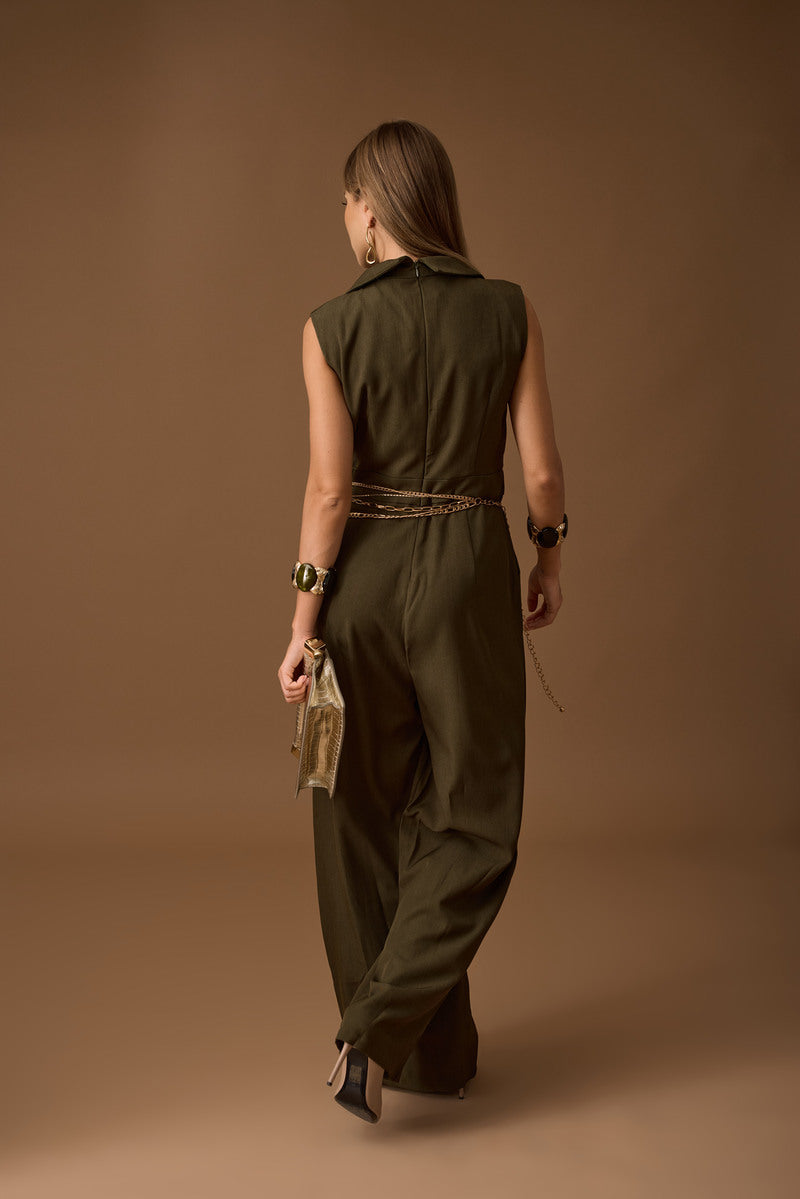 Tuta Giromanica Scollo V verde militare|Colore:Verde militare