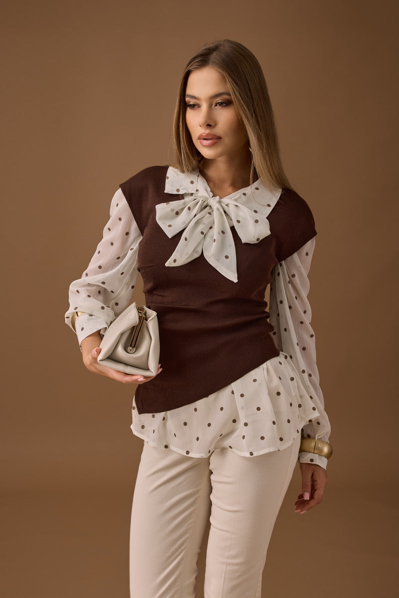 Maglia Con Drappeggio testa di moro|Colore:Testa di moro