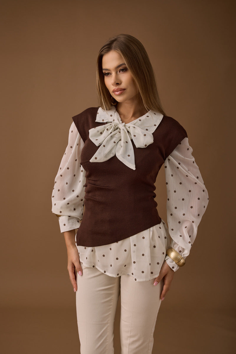 Maglia Con Drappeggio testa di moro|Colore:Testa di moro