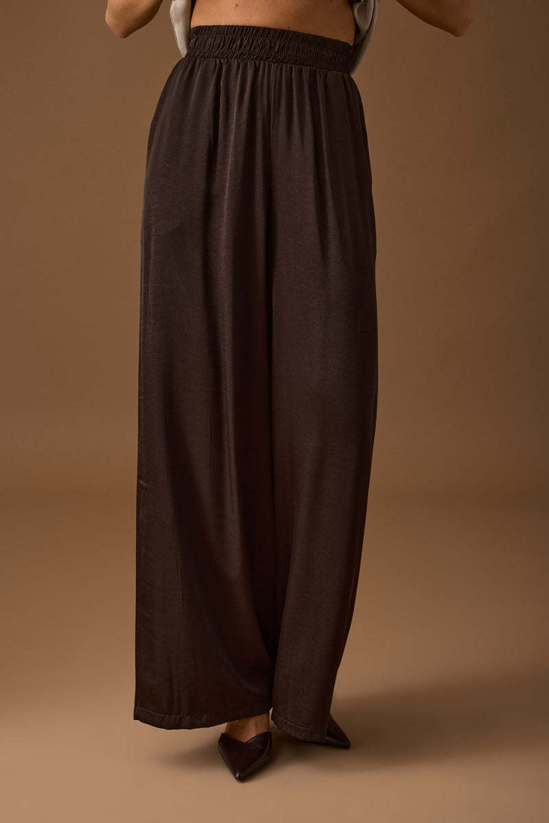 Pantalone Effetto Satin Testa di moro|Colore:Testa di moro