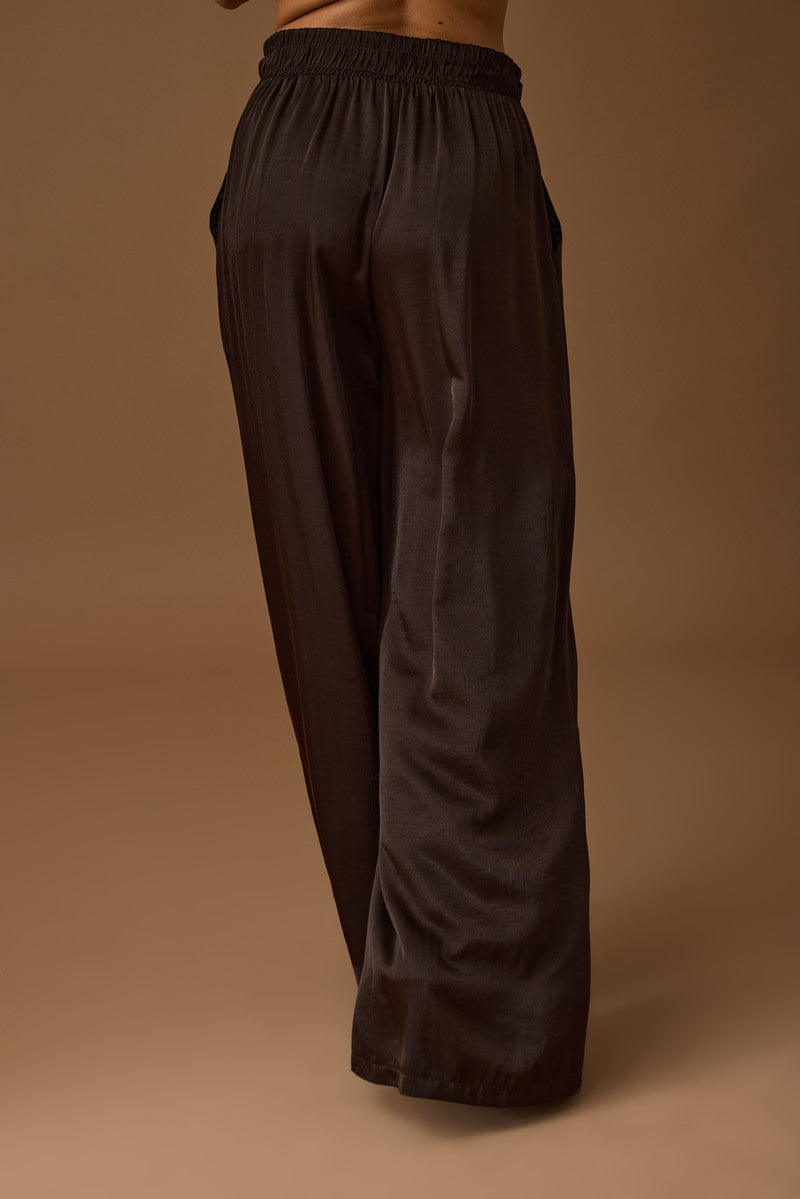 Pantalone Effetto Satin Testa di moro|Colore:Testa di moro