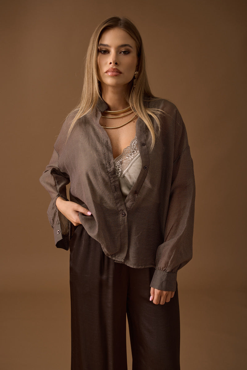 Camicia Micro Pois testa di moro|Colore:Testa di moro