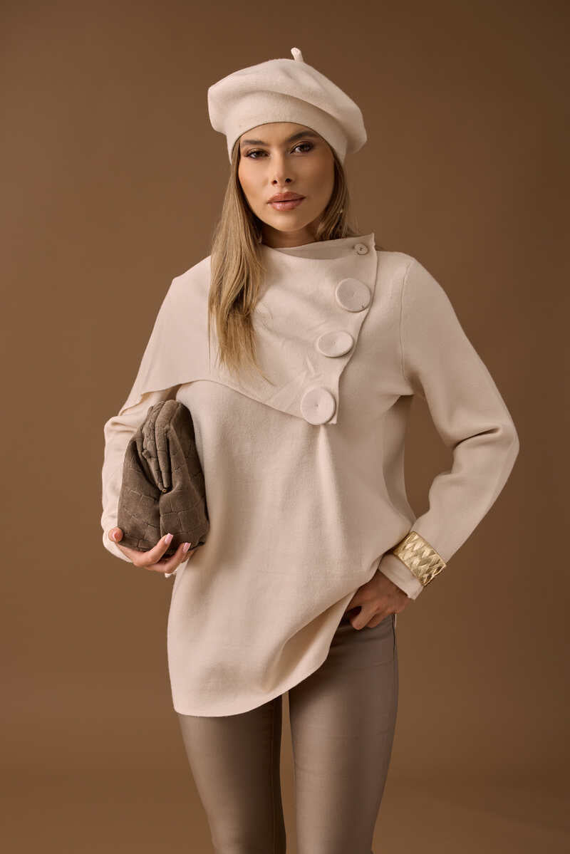 Pull Bottoni beige chiaro|Colore:Beige chiaro