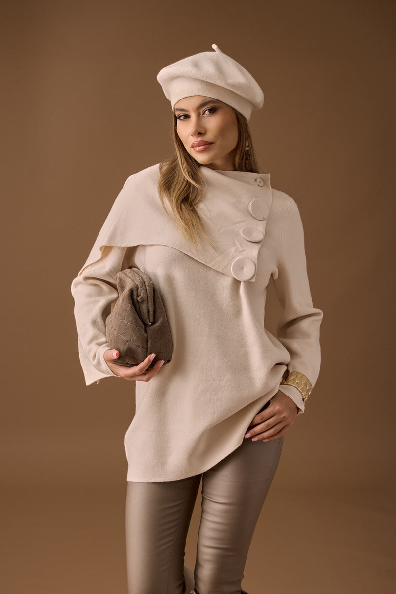Pull Bottoni beige chiaro|Colore:Beige chiaro