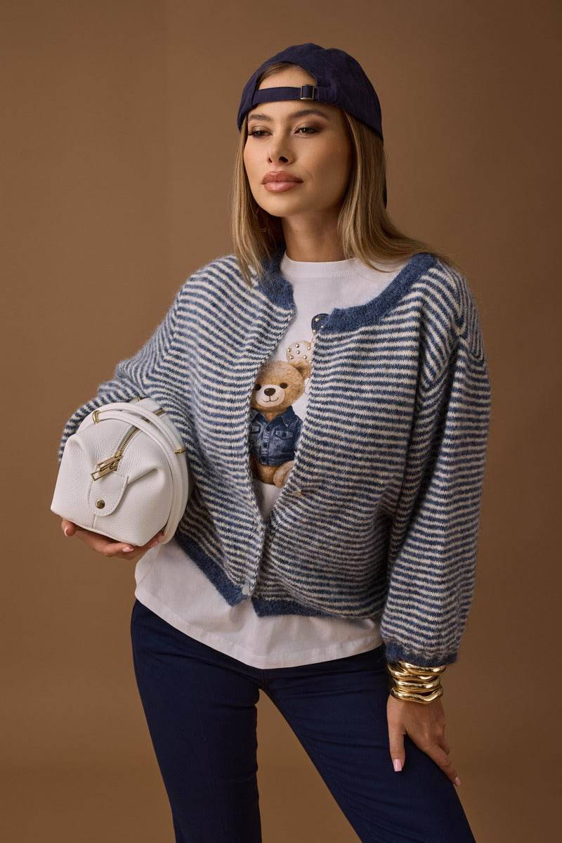 Cardigan Rigato avion|Colore:Avion