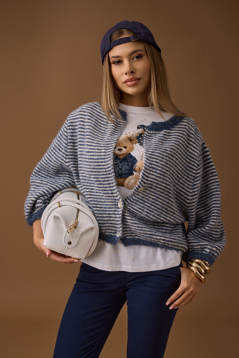 Cardigan Rigato avion|Colore:Avion