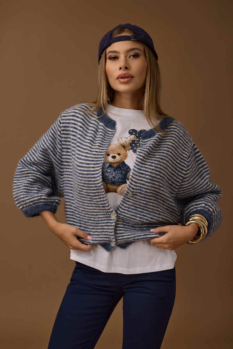 Cardigan Rigato avion|Colore:Avion