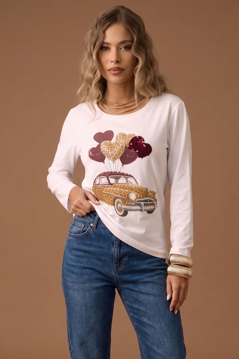 T-Shirt Manica Lunga Car Leo borgogna|Colore:Borgogna