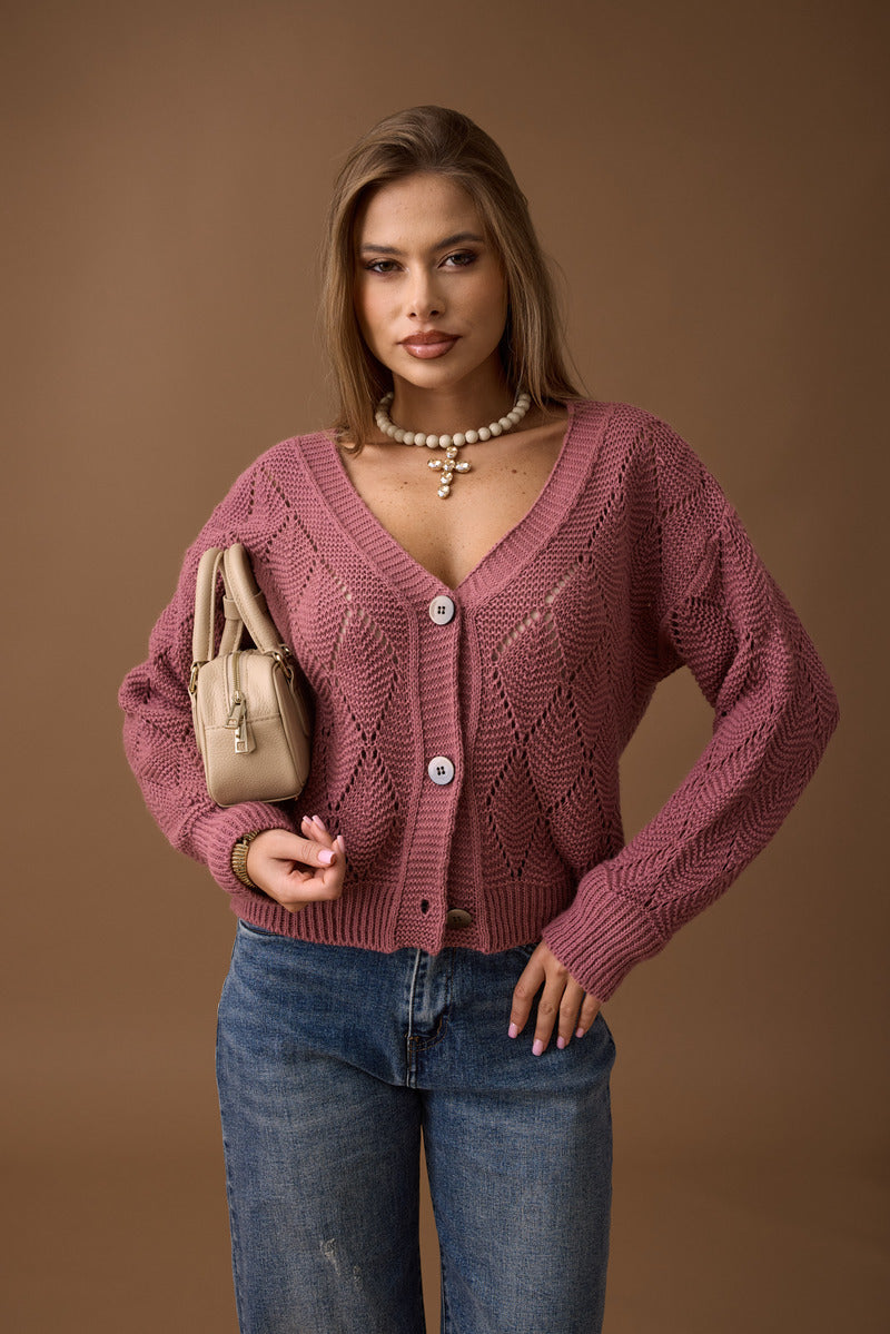 Cardigan Rombi rosa pepe|Colore:Rosa pepe