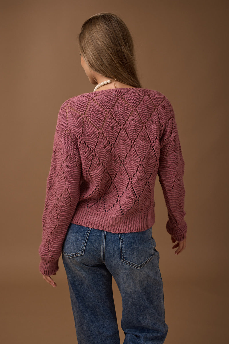 Cardigan Rombi rosa pepe|Colore:Rosa pepe
