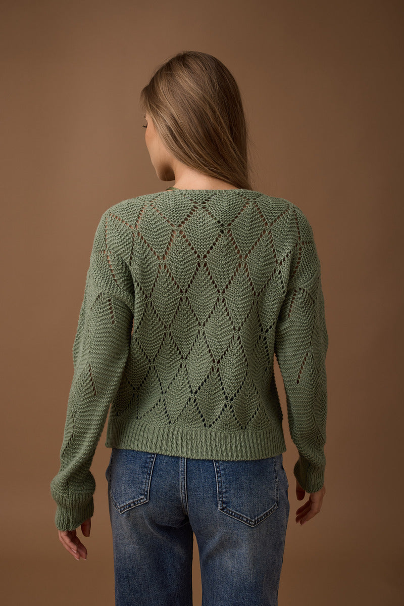 Cardigan Rombi verde salvia|Colore:Verde salvia