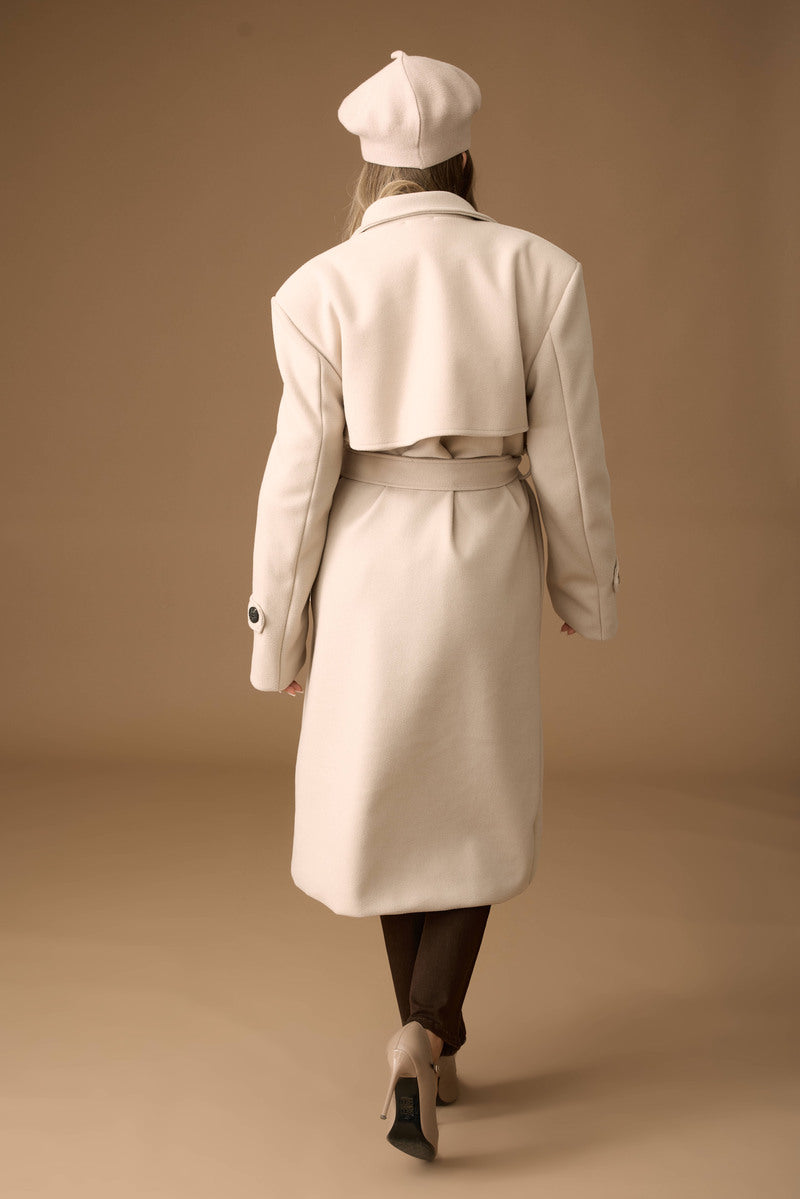 Cappotto Lungo beige chiaro|Colore:Beige chiaro