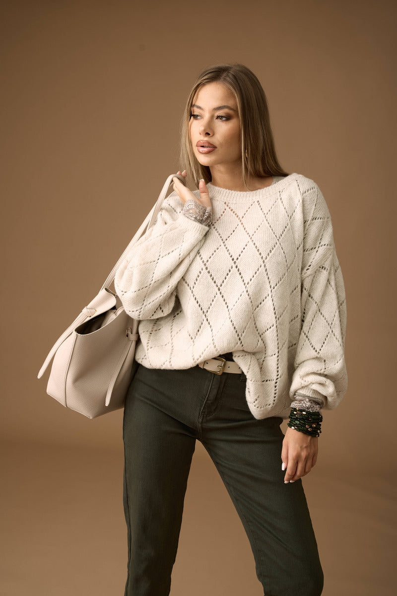 Pull Rombi gesso|Colore:Gesso