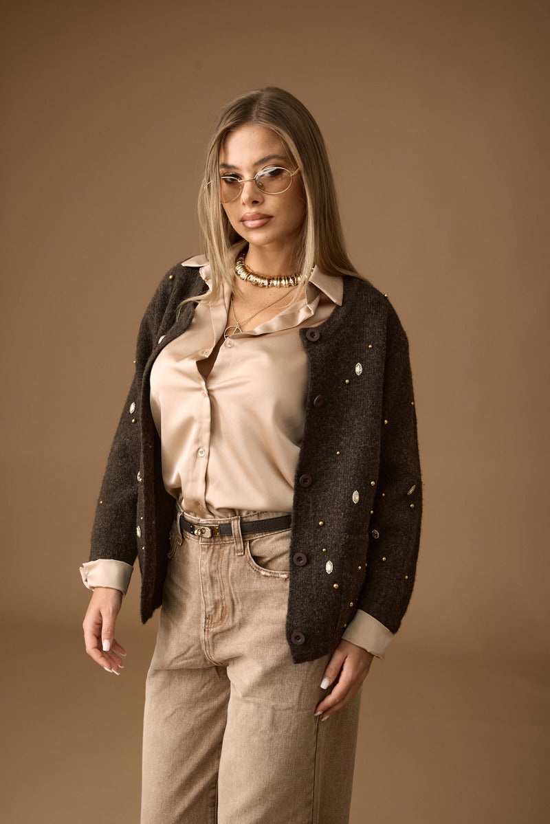 Cardigan Gioiello testa di moro|Colore:Testa di moro