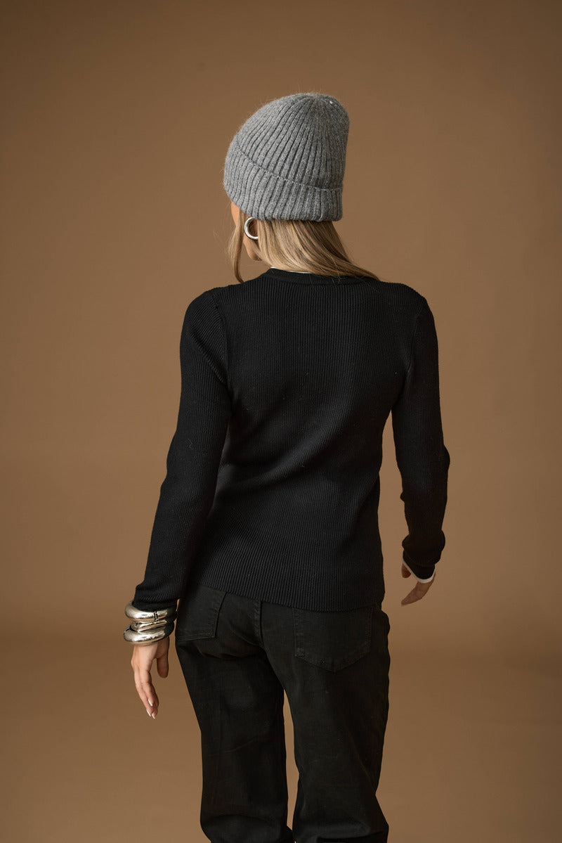 Maglia Costine Nero|Colore:Nero