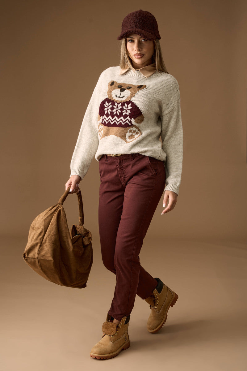 Pantalone Basic Borgogna|Colore:Borgogna