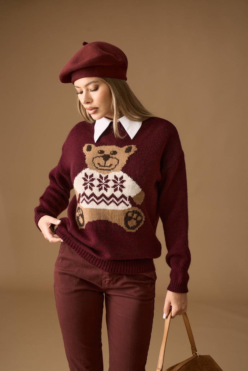 Pull Teddy borgogna|Colore:Borgogna