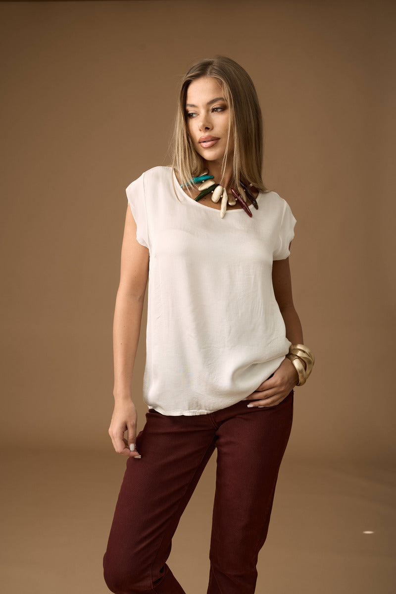 Blusa Manica Velatta bianco|Colore:Bianco