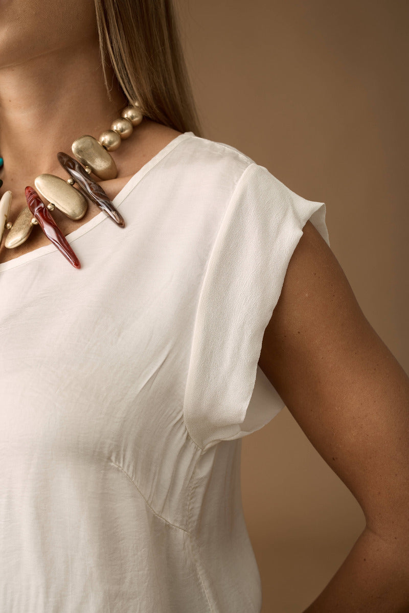 Blusa Manica Velatta bianco|Colore:Bianco
