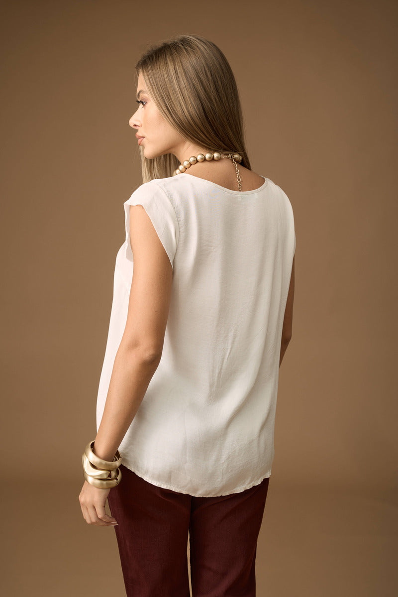 Blusa Manica Velatta bianco|Colore:Bianco