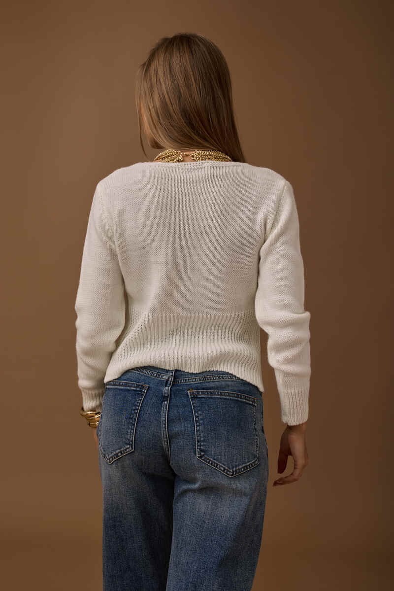 Cardigan 2 Bottoni Vestibilità Slim panna|Colore:Panna