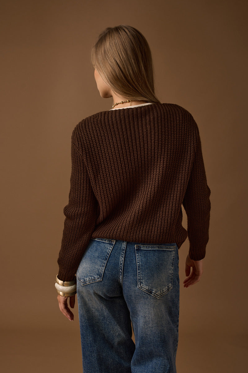 Cardigan Trecce testa di moro|Colore:Testa di moro