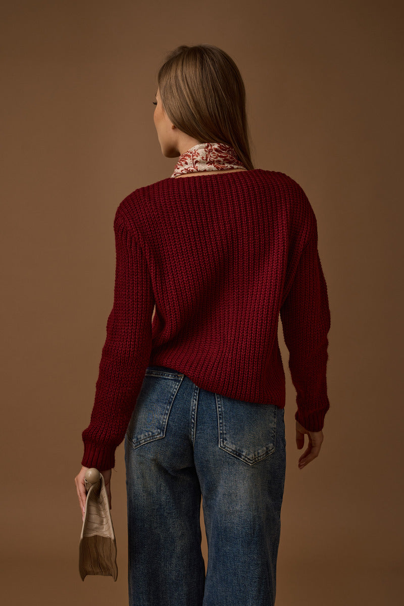 Cardigan Trecce bordeaux|Colore:Bordeaux