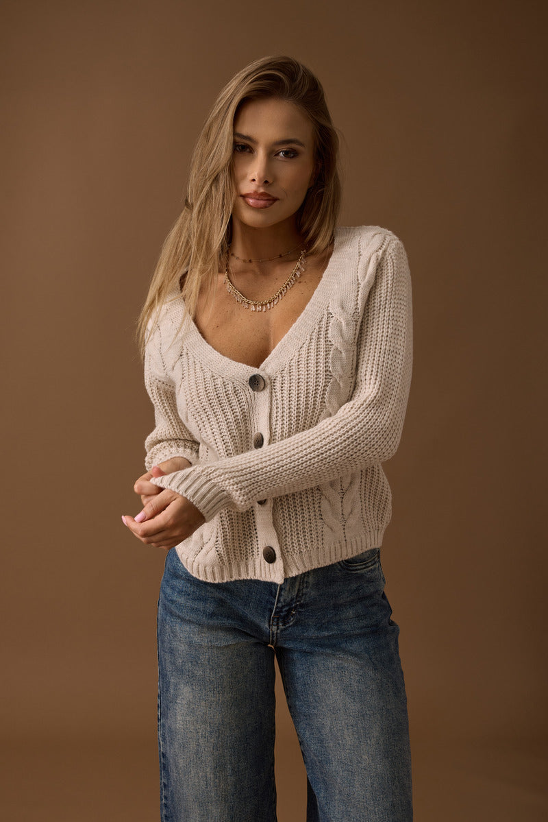 Cardigan Trecce gesso|Colore:Gesso