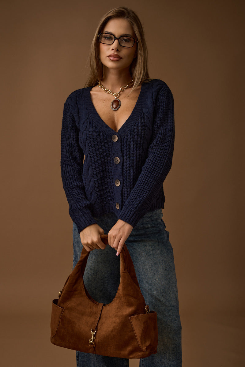 Cardigan Trecce blu|Colore:Blu