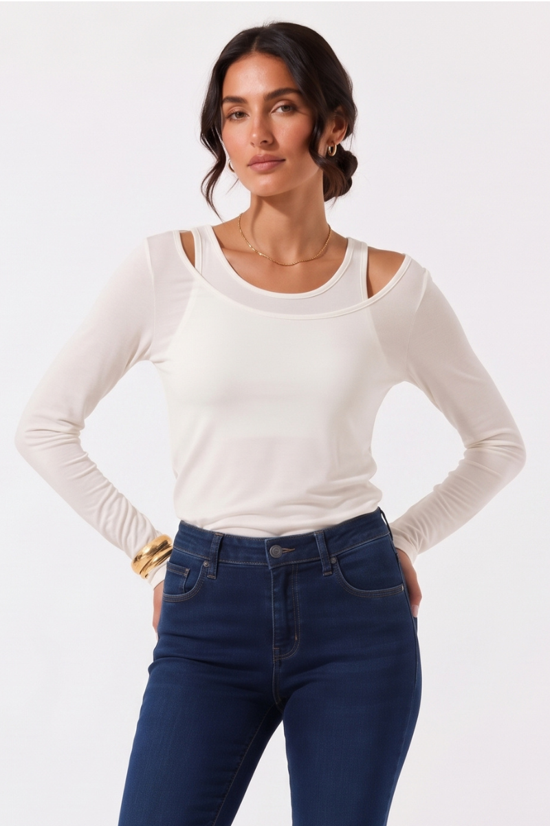 Maglia Con Top Cashmere bianco|Colore:Bianco
