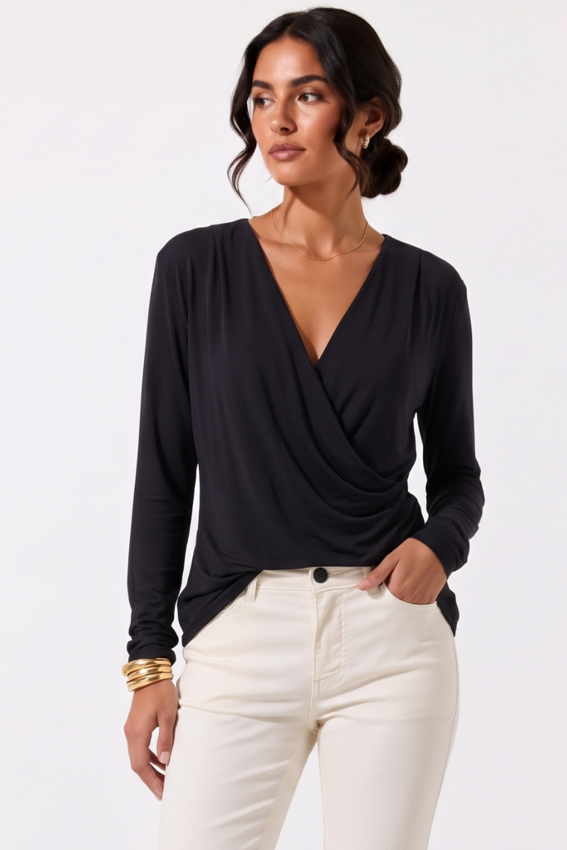 Maglia Incrocio nero|Colore:Nero
