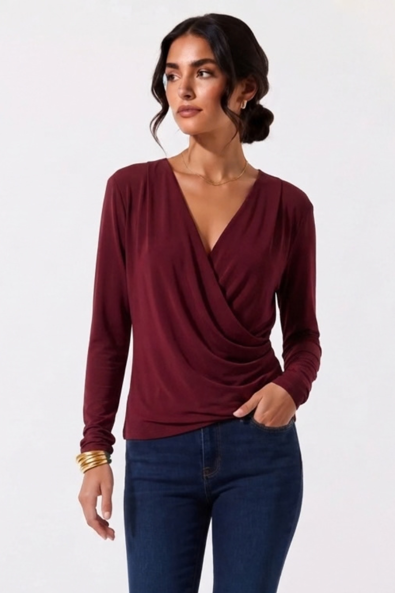Maglia Incrocio borgogna|Colore:Borgogna