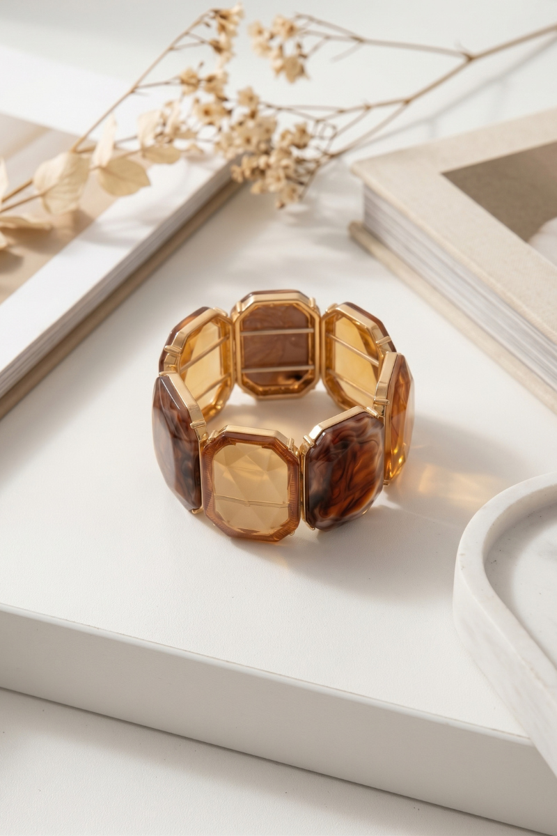 Bracciale Elastico Pietre cacao|Colore:Cacao