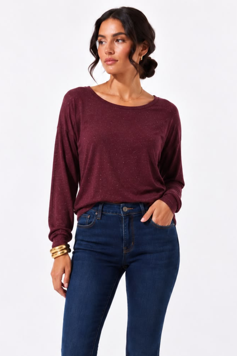 Maglia Inserti Lurex borgogna|Colore:Borgogna