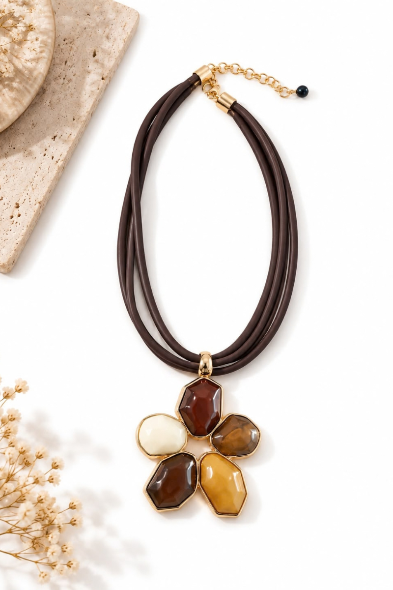 Collana Fiore Testa di moro|Colore:Testa di moro