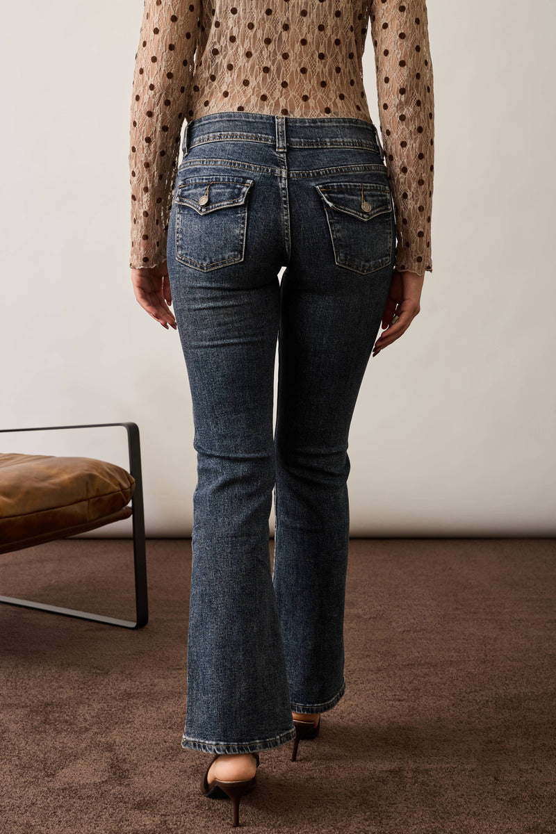 Jeans Zampetta denim scuro|Colore:Denim scuro